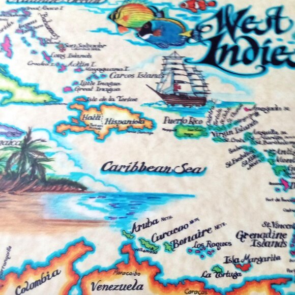 2 West Indies Placemat Souvenir Travel Place-mats Table Protector runner Vintage - Picture 4 of 8